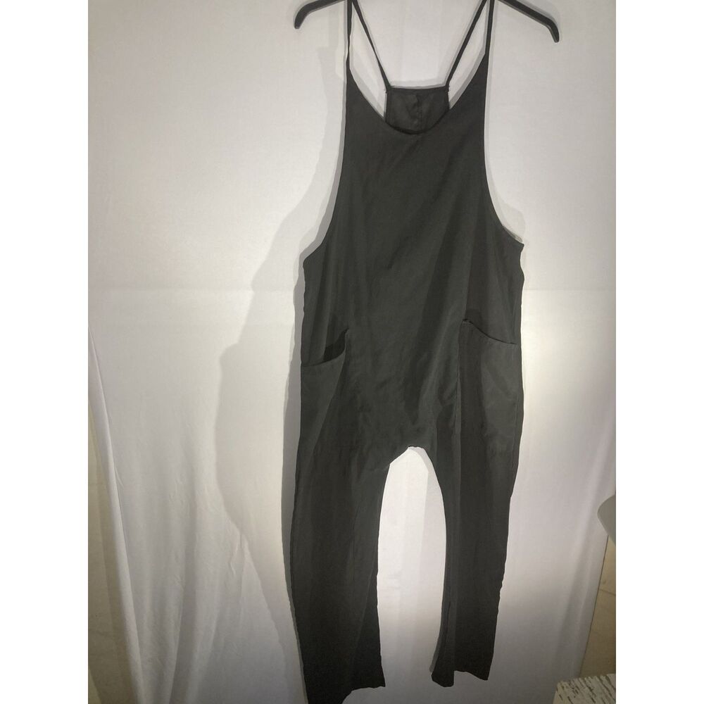 Slouchy Harem Jumpsuit Black Overalls Oversized Free People Dupe Pockets